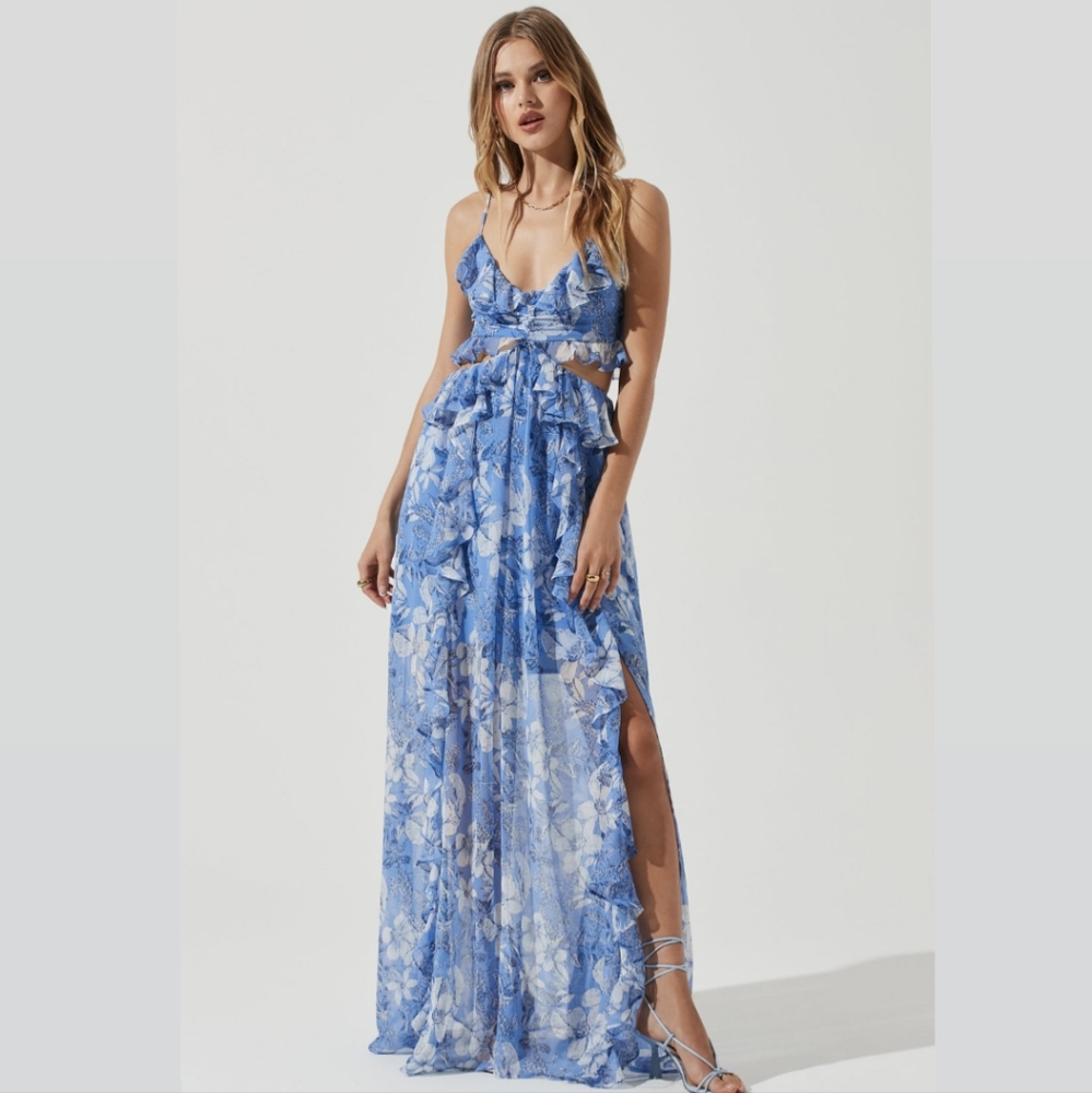 ASTR the label palace floral cutout maxi dress
